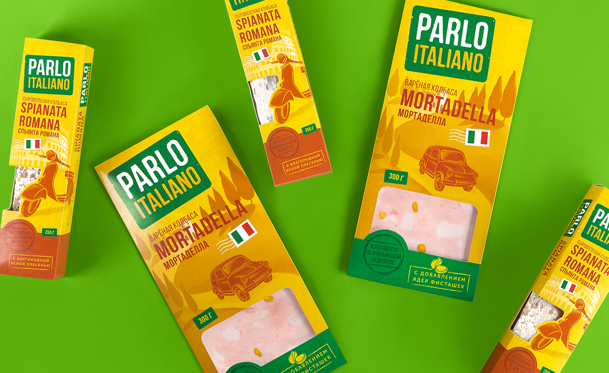 Дизайн упаковки колбас Parlo Italiano - как продавать по России за 6 месяцев